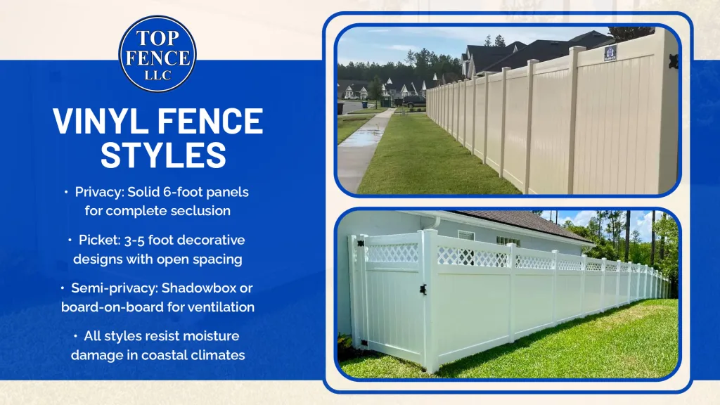 Vinyl fence styles Jacksonville
