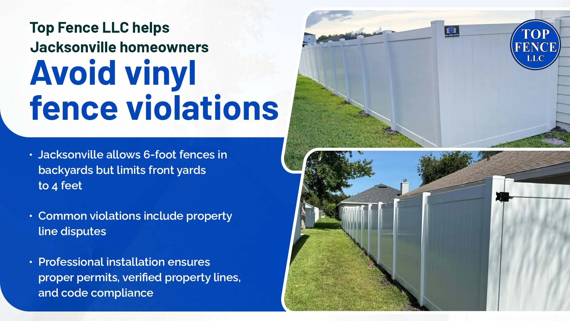 vinyl fence height rules Jacksonville St Johns County